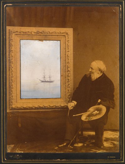 View of a Seascape with a Photo Portrait of the Artist by Ivan Konstantinovich Aivazovsky